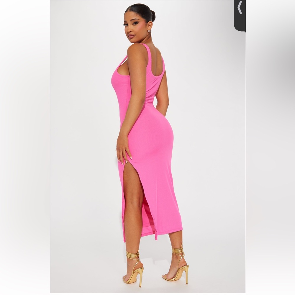 Hot Pink Ribbed Dress